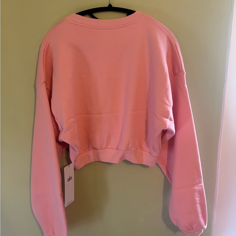 ALO Yoga Blush Pink Cropped Sweatshirt - Picture 5 of 6